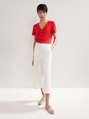 Phase Eight Red Lorenna Jersey 100% Cotton Top - Image 3 of 5