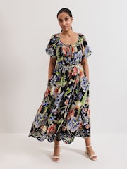 Phase Eight Black Petite Asa 100% Cotton Dress - Image 1 of 6