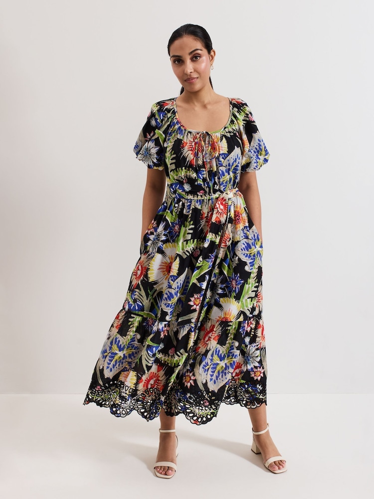 Phase Eight Black Petite Asa 100% Cotton Dress - Image 1 of 6