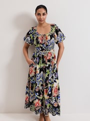 Phase Eight Black Petite Asa 100% Cotton Dress - Image 3 of 6