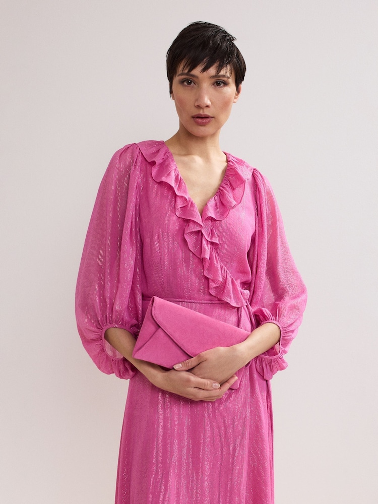 Phase Eight Pink Suede Clutch - Image 7 of 7