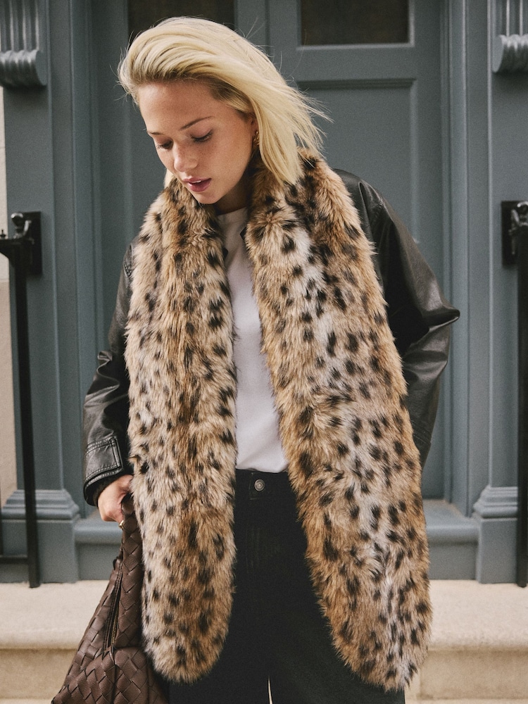 Leopard Faux Fur Stole Scarf - Image 2 of 7