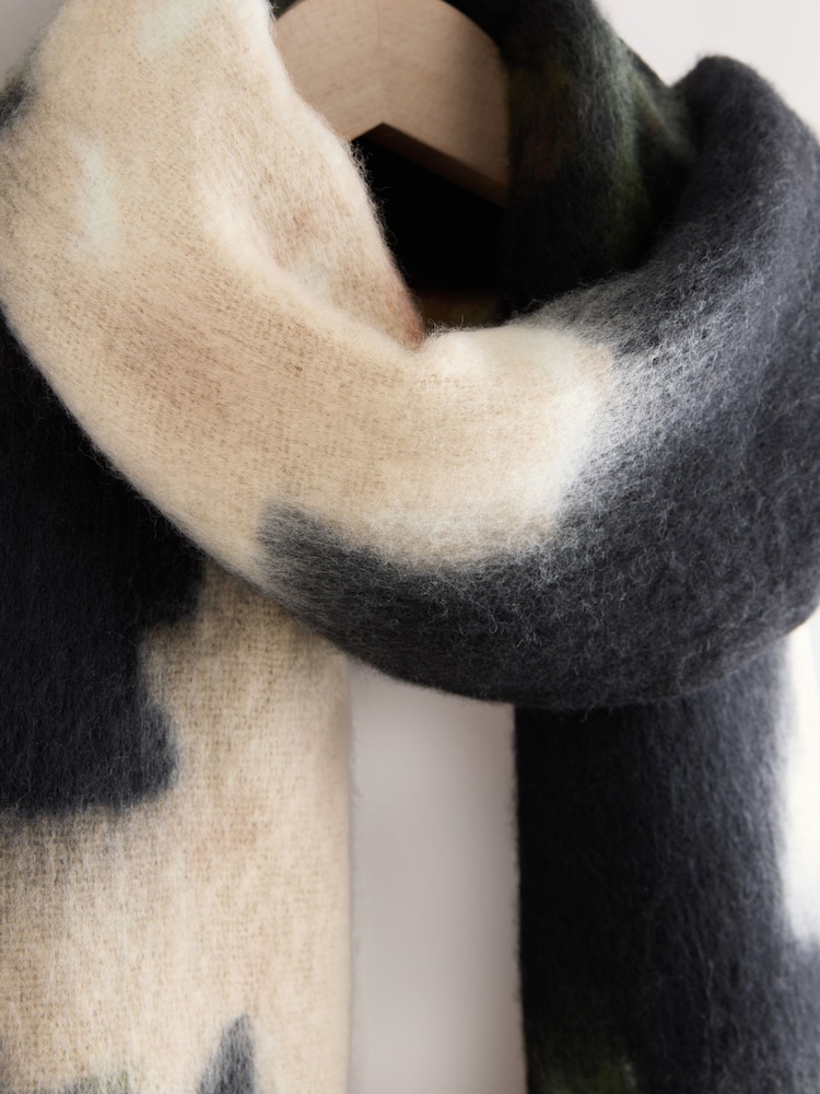 Grey Floral Brushed Heavyweight Blanket Scarf - Image 2 of 3