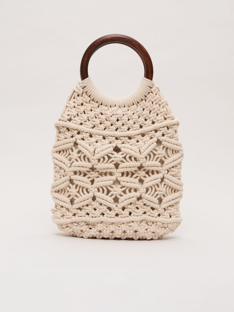 Phase Eight White Macrame Bucket Bag - Image 1 of 7