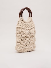 Phase Eight White Macrame Bucket Bag - Image 2 of 7