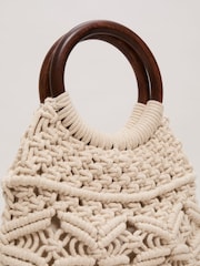 Phase Eight White Macrame Bucket Bag - Image 4 of 7