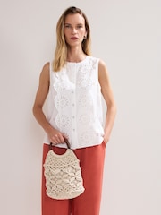 Phase Eight White Macrame Bucket Bag - Image 5 of 7