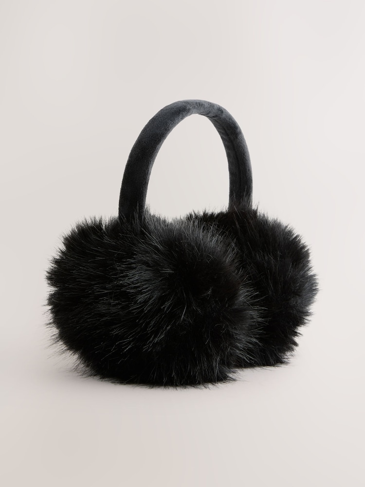 Black Faux Fur Ear Muff - Image 1 of 3