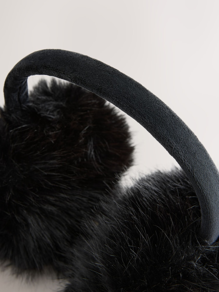 Black Faux Fur Ear Muff - Image 2 of 3