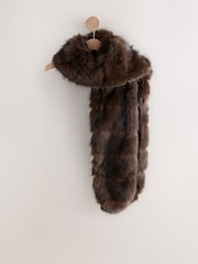 Chocolate Brown Faux Fur Stole Scarf - Image 1 of 8