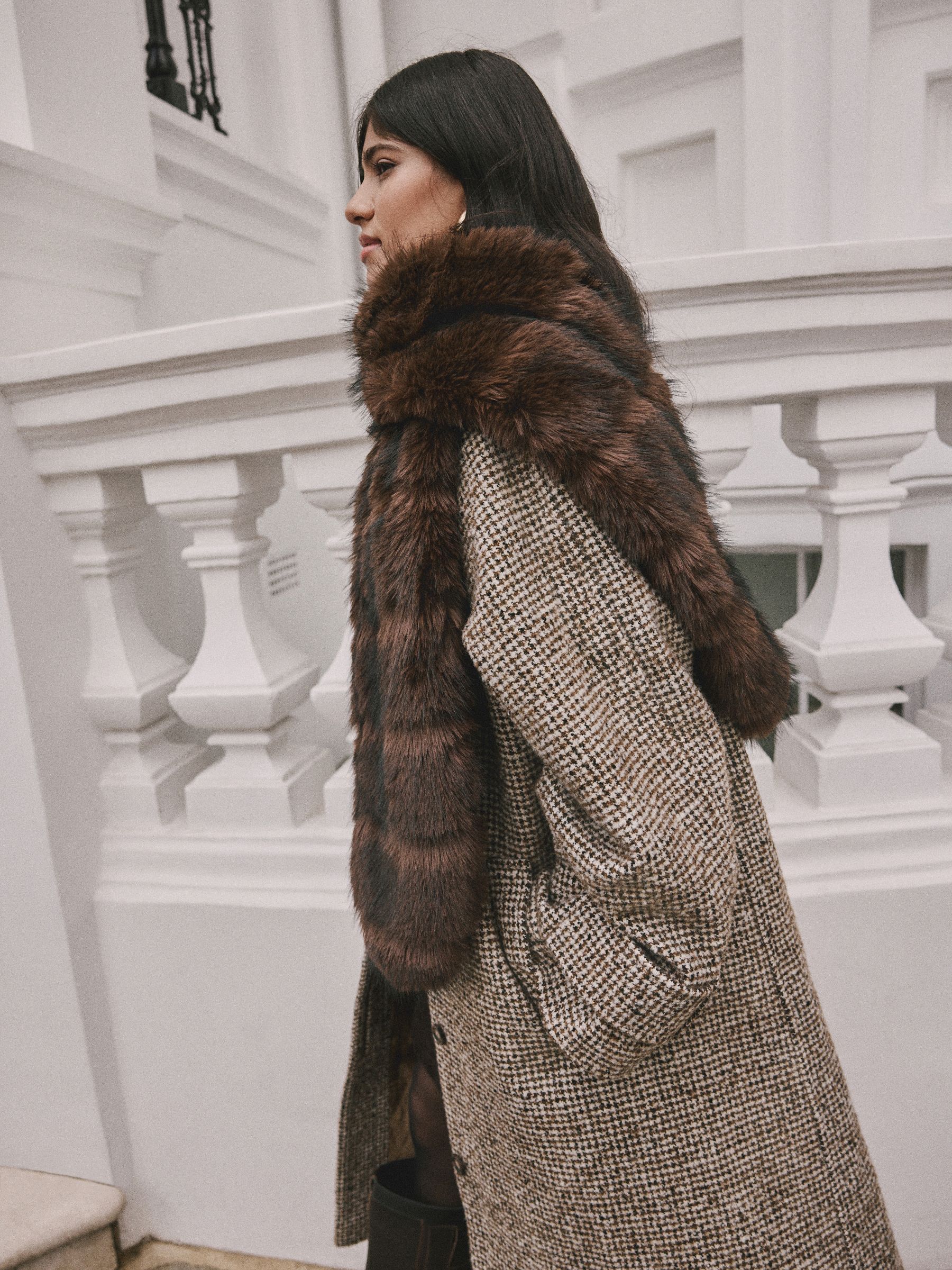 Buy Chocolate Brown Faux Fur Stole Scarf from Next USA