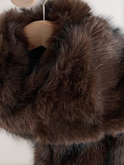 Chocolate Brown Faux Fur Stole Scarf - Image 2 of 8
