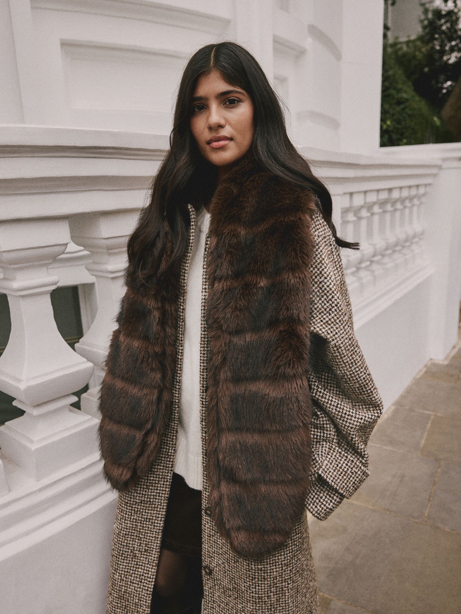 Buy Chocolate Brown Faux Fur Stole Scarf from Next USA