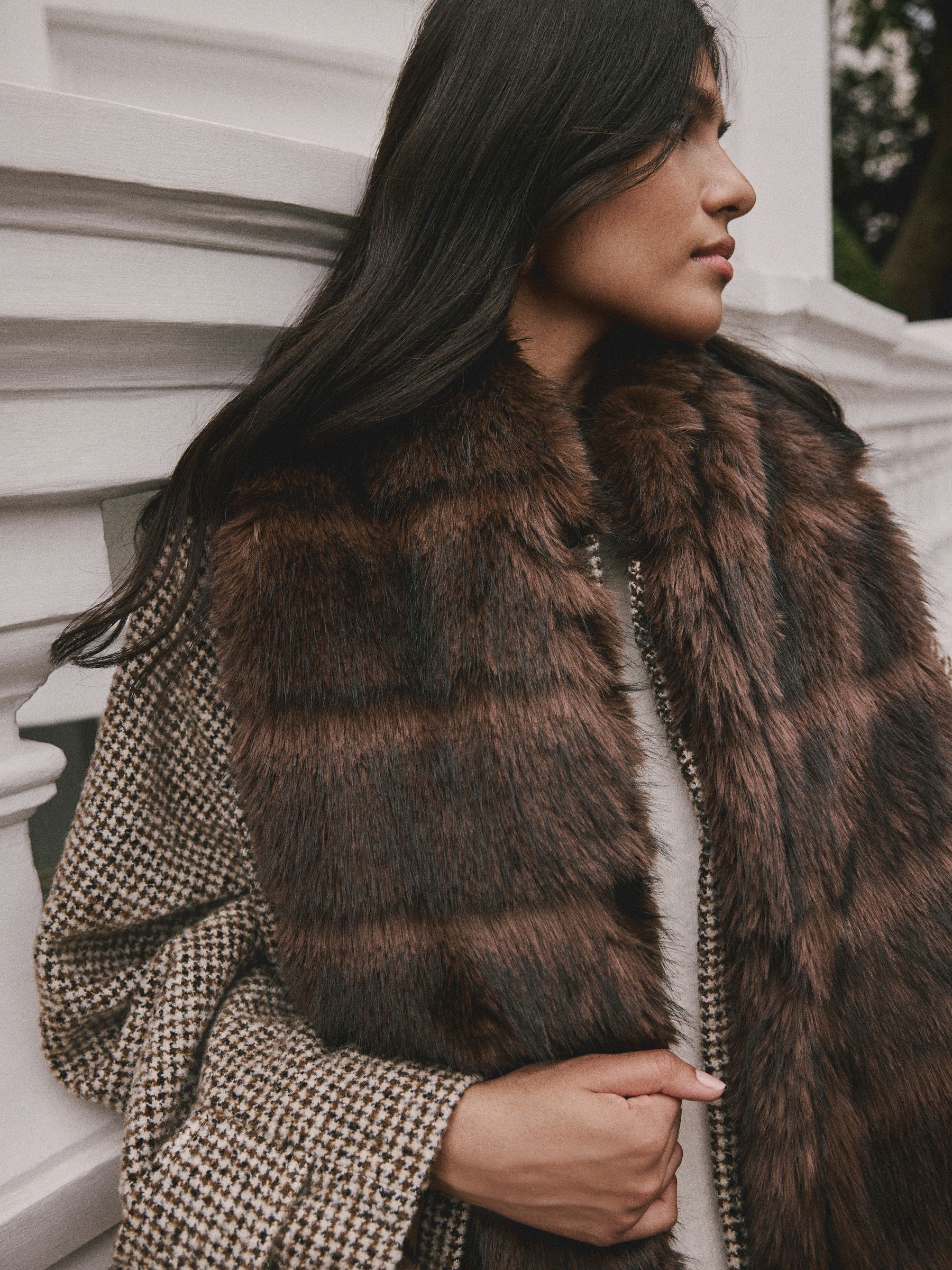 Buy Chocolate Brown Faux Fur Stole Scarf from Next USA