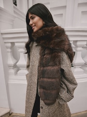 Chocolate Brown Faux Fur Stole Scarf - Image 4 of 8