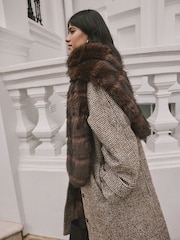 Chocolate Brown Faux Fur Stole Scarf - Image 5 of 8