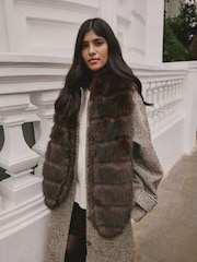 Chocolate Brown Faux Fur Stole Scarf - Image 6 of 8