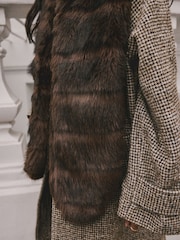 Chocolate Brown Faux Fur Stole Scarf - Image 8 of 8