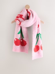 Pink Cherry Slogan Knitted Heavyweight Scarf - Image 6 of 8