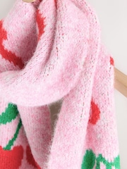 Pink Cherry Slogan Knitted Heavyweight Scarf - Image 7 of 8