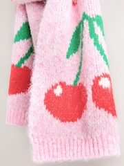 Pink Cherry Slogan Knitted Heavyweight Scarf - Image 8 of 8