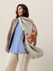 Grey Floral Midweight Scarf - Image 2 of 7