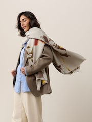 Grey Floral Midweight Scarf - Image 3 of 7