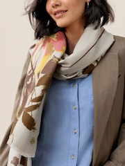 Grey Floral Midweight Scarf - Image 4 of 7