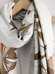 Grey Floral Midweight Scarf - Image 5 of 7