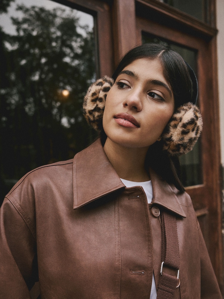 Leopard Print Faux Fur Ear Muff - Image 1 of 6