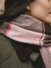 Brown Textured Check Midweight Scarf - Image 4 of 8
