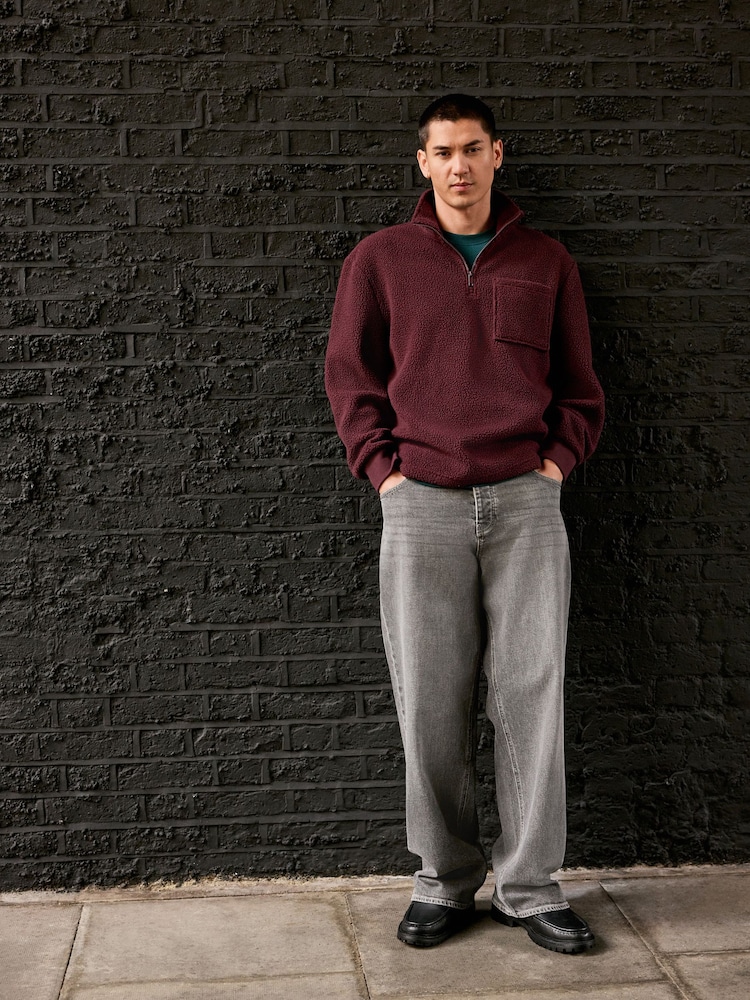 Burgundy Red Quarter Zip Fleece - Image 4 of 4 Burgundy Red Quarter Zip Fleece - Image 4 of 4