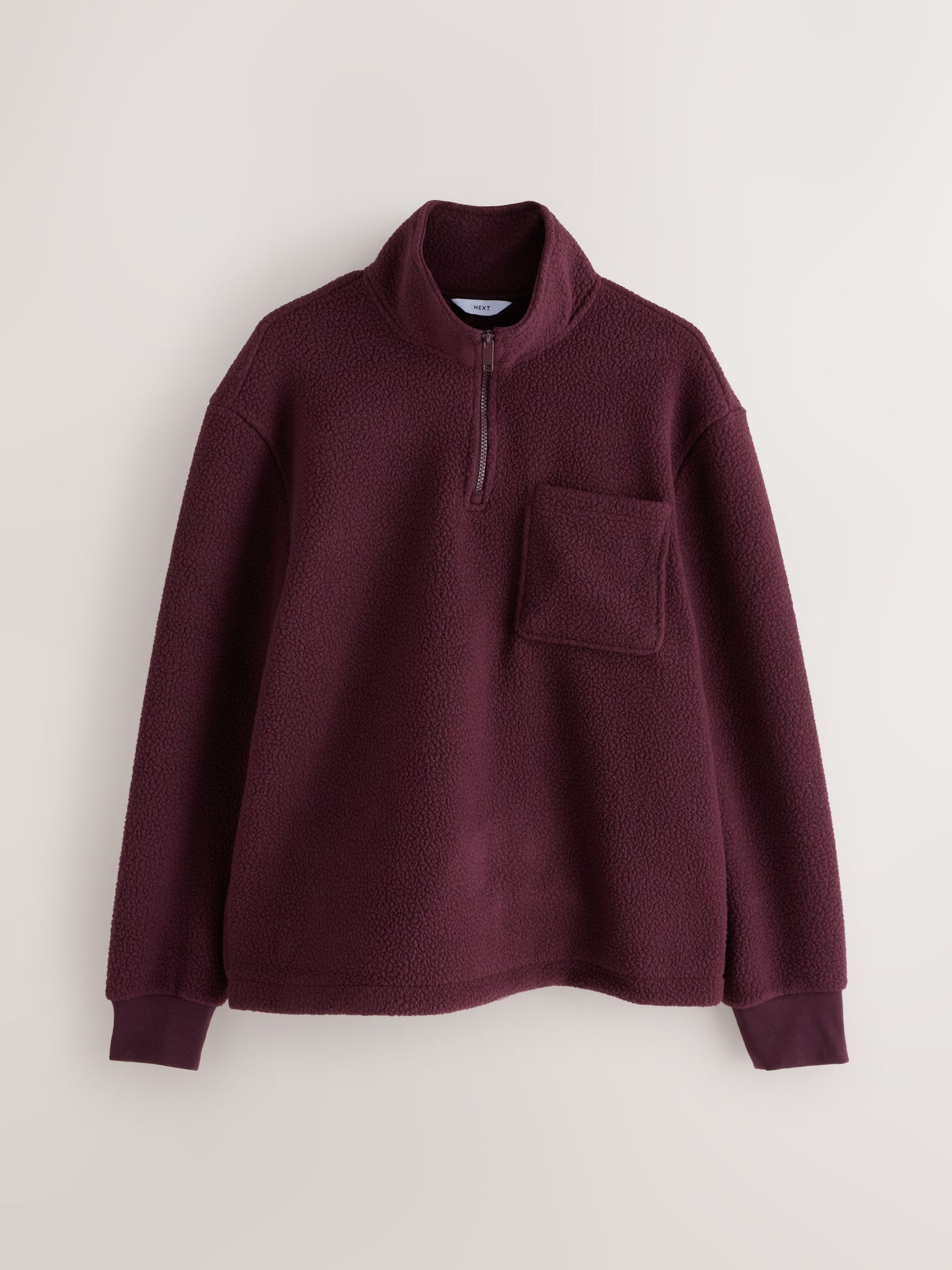 Buy Burgundy Red Quarter Zip Borg Fleece from Next USA