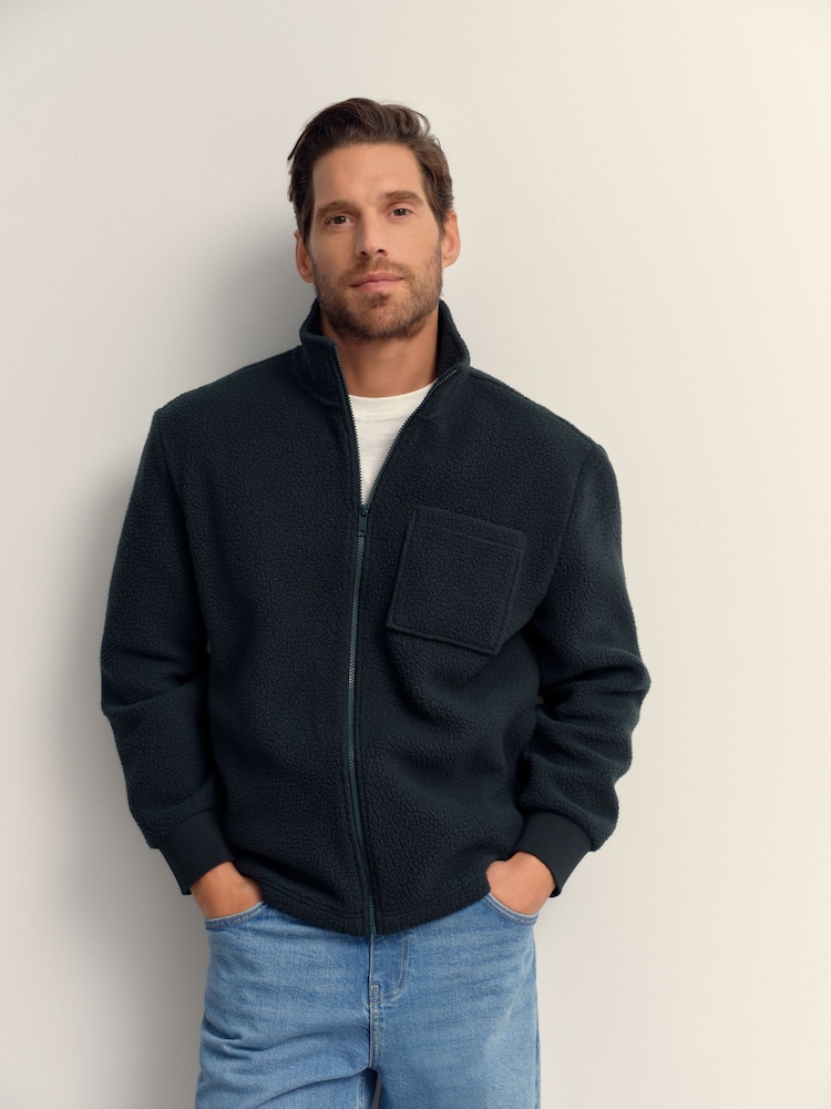 Dark Green Zip Through Fleece - Image 1 of 4