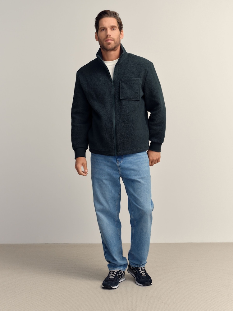 Dark Green Zip Through Fleece - Image 2 of 4
