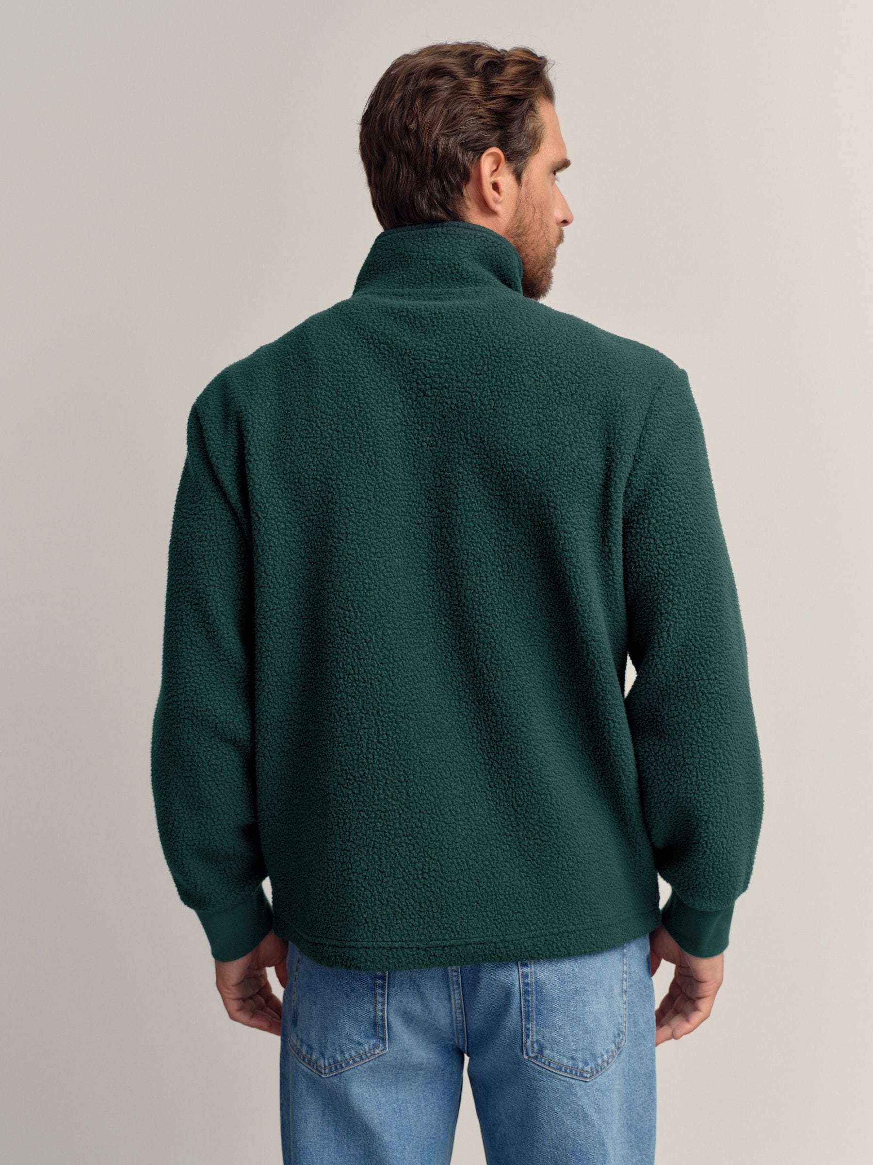 Buy Dark Green Zip Through Borg Fleece from Next USA