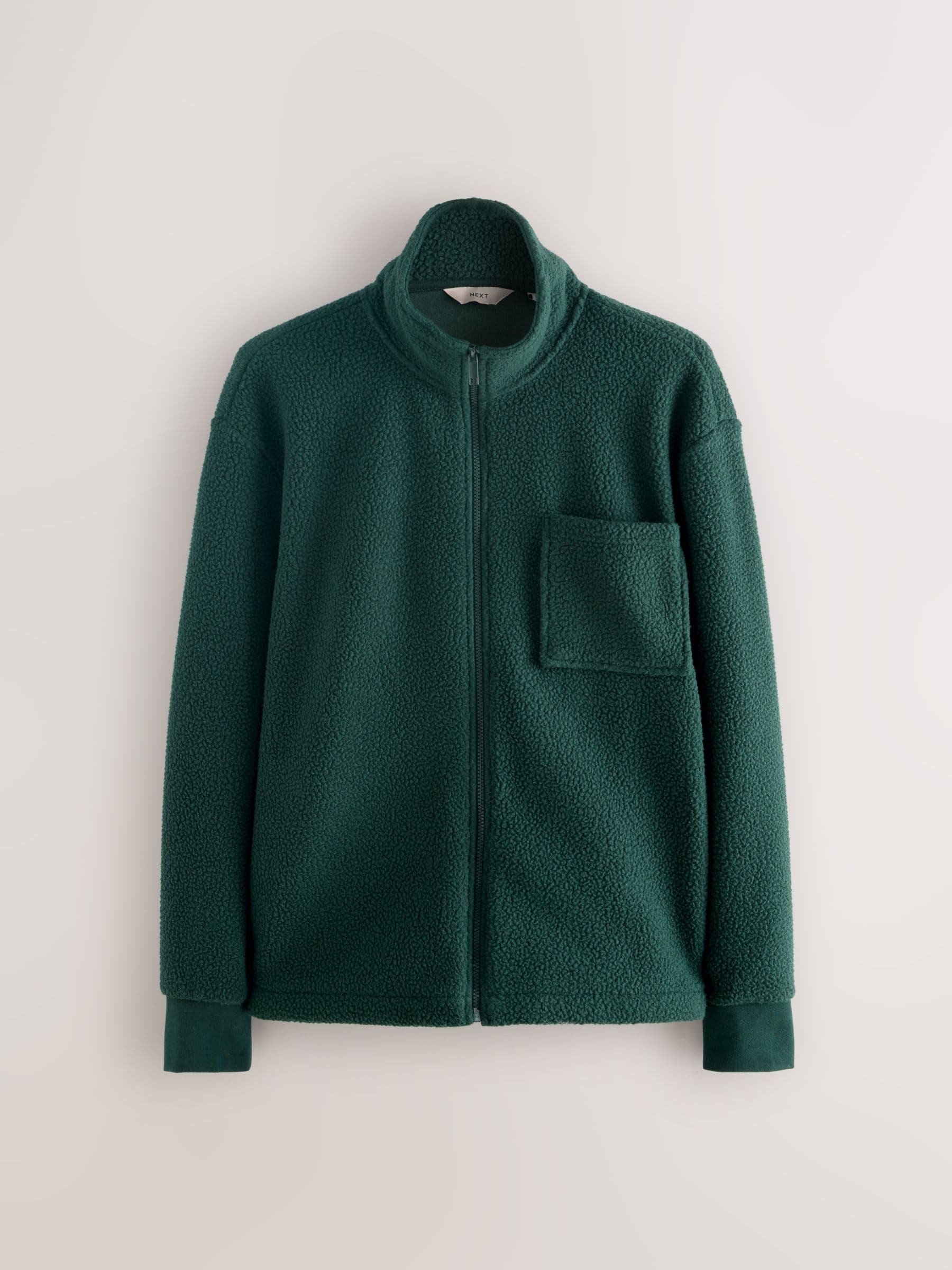 Buy Dark Green Zip Through Borg Fleece from Next USA
