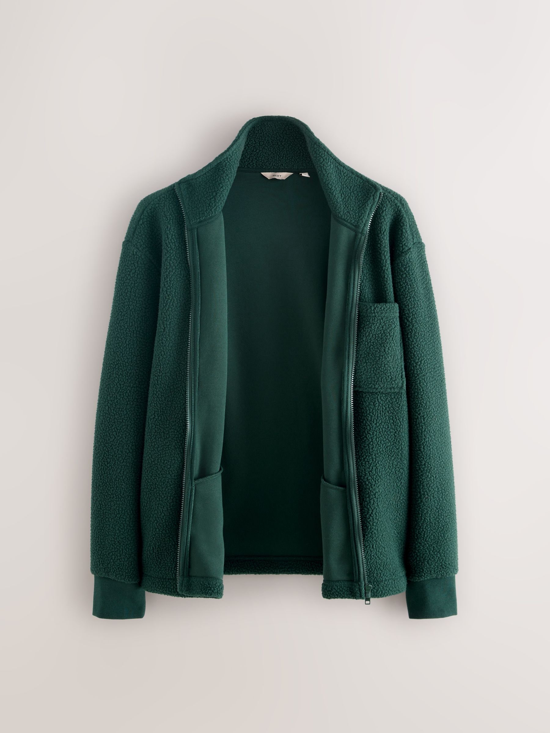 Buy Dark Green Zip Through Borg Fleece from Next Canada