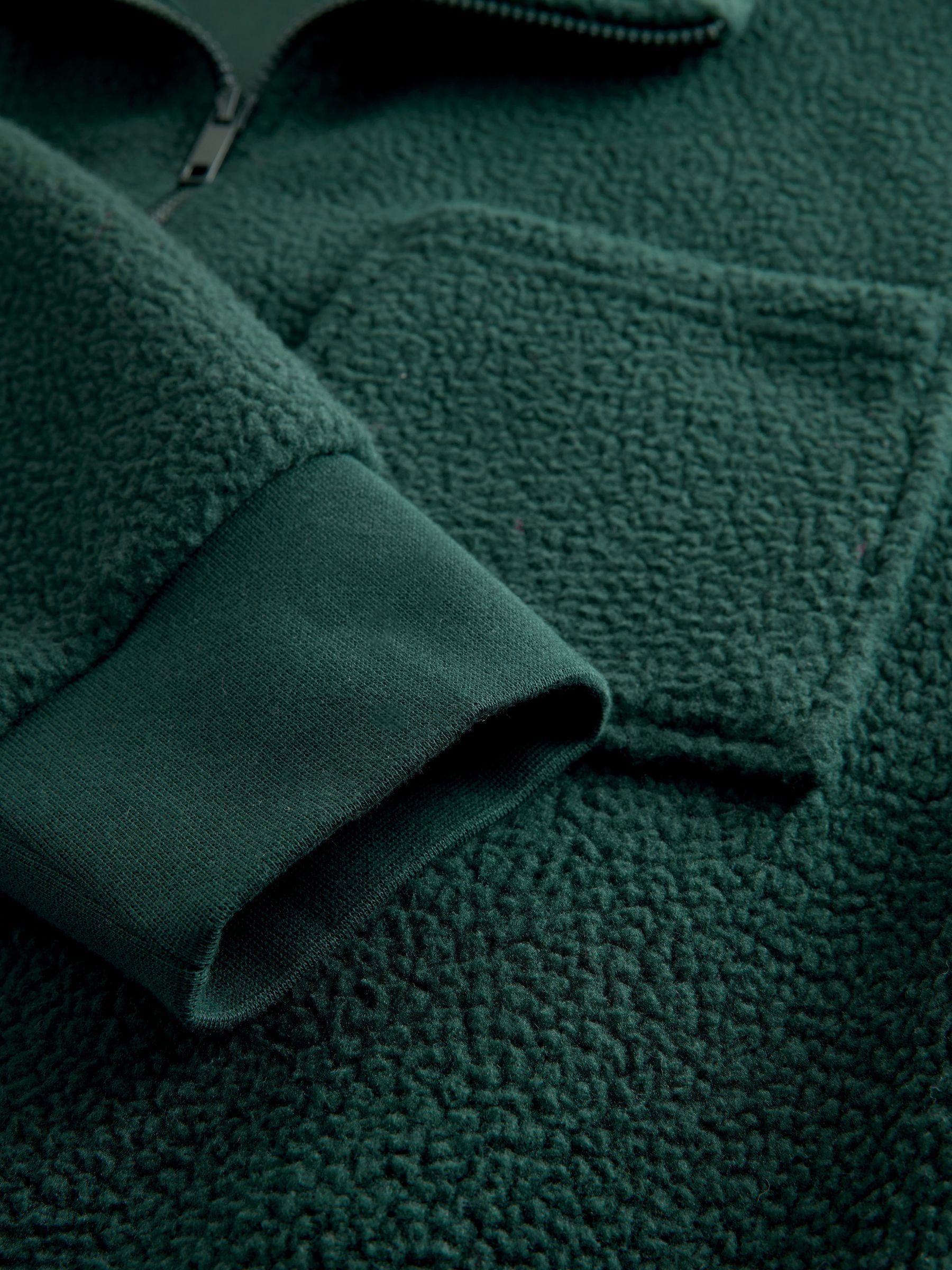Buy Dark Green Zip Through Borg Fleece from Next USA