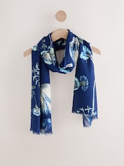 Navy Floral Print Print Kew Collection Lightweight Scarf - Image 1 of 3
