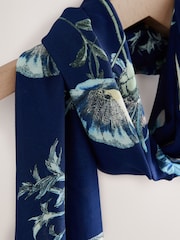 Navy Floral Print Print Kew Collection Lightweight Scarf - Image 2 of 3