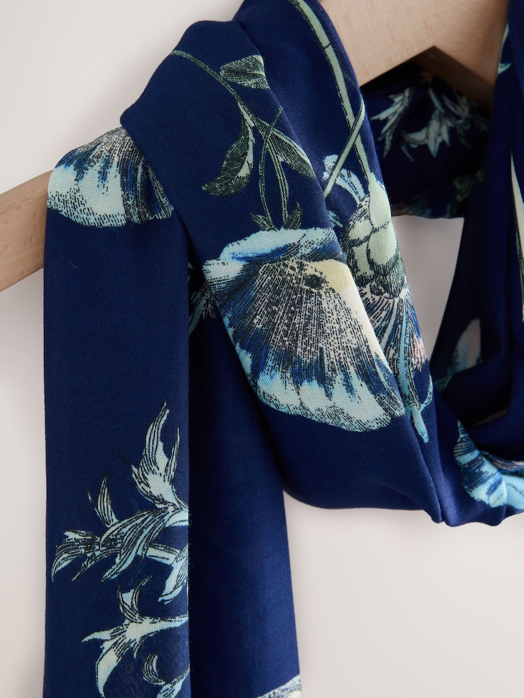 Navy Floral Print Print Kew Collection Lightweight Scarf - Image 2 of 3