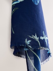 Navy Floral Print Print Kew Collection Lightweight Scarf - Image 3 of 3