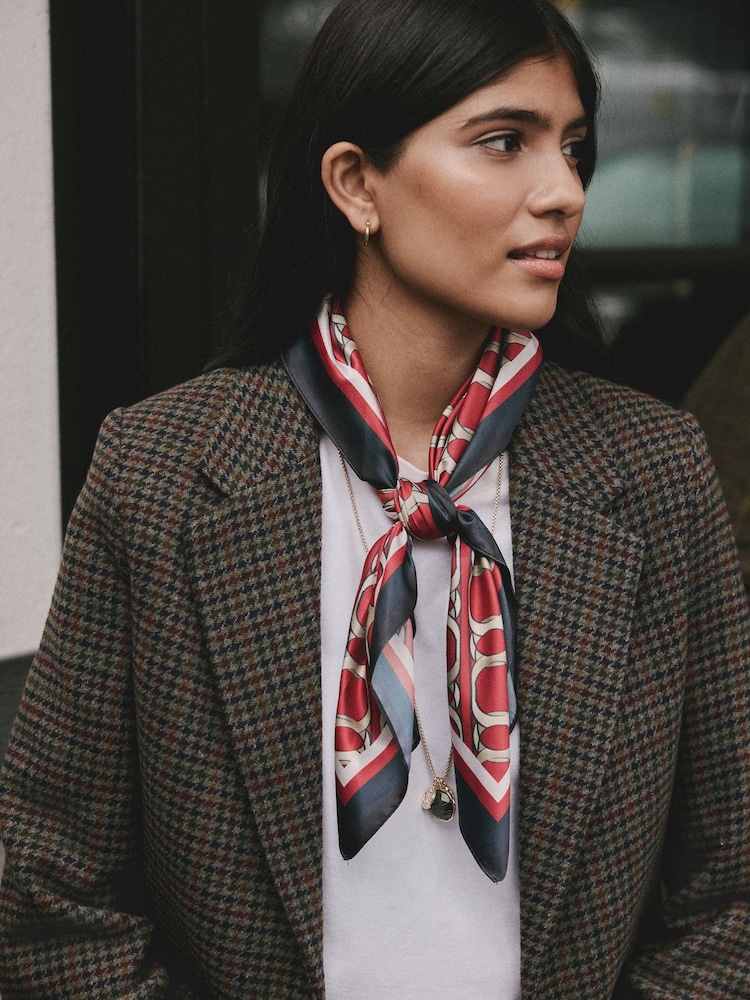 Red Chain Satin Square Scarf - Image 1 of 5