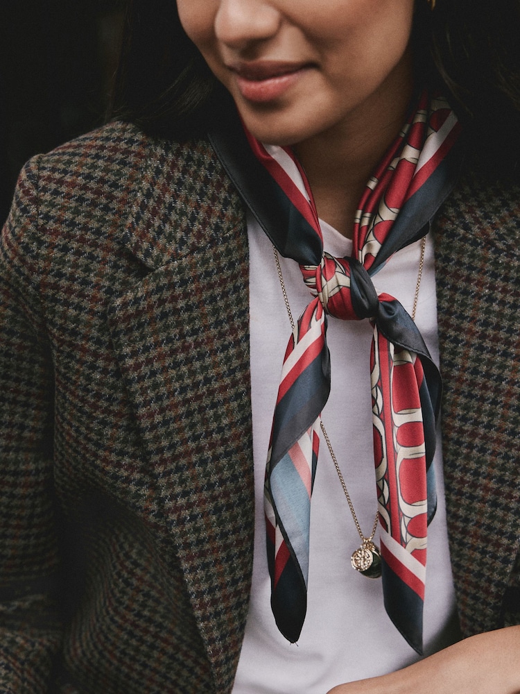 Red Chain Satin Square Scarf - Image 5 of 5