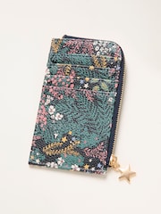 FatFace Teal Blue Floral Printed Card Holder - Image 1 of 2