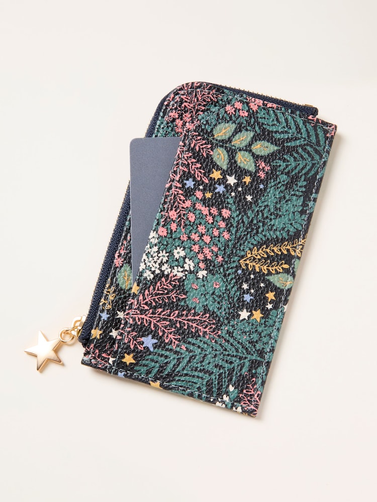 FatFace Teal Blue Floral Printed Card Holder - Image 2 of 2