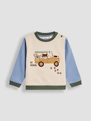 JoJo Maman Bébé Green Safari 2-Piece Appliqué Sweatshirt & Joggers Set - Image 2 of 7