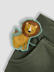 JoJo Maman Bébé Green Safari 2-Piece Appliqué Sweatshirt & Joggers Set - Image 6 of 7