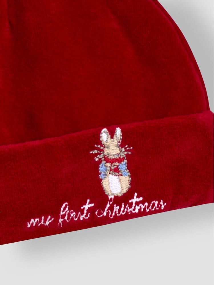 JoJo Maman Bébé Red Peter Rabbit My First Christmas Hat - Image 3 of 3